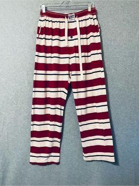 Lazy One Red ,Cream  and GreenStriped Men Pajama Pants Sz L